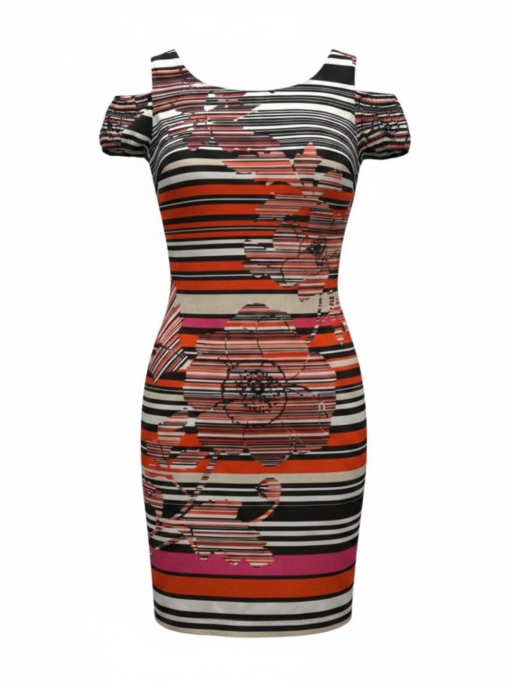 Rinascimento Made in Italy Striped Floral Sheath Dress Size M